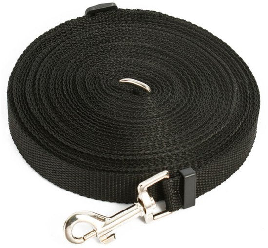 Lange trainingsriem voor honden – trainingslijn met clip, zwart, 5 meter