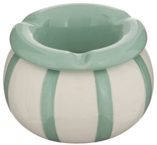 Keramische asbak groen – compacte tafelasbak voor binnen, Ø 9 x 6 cm