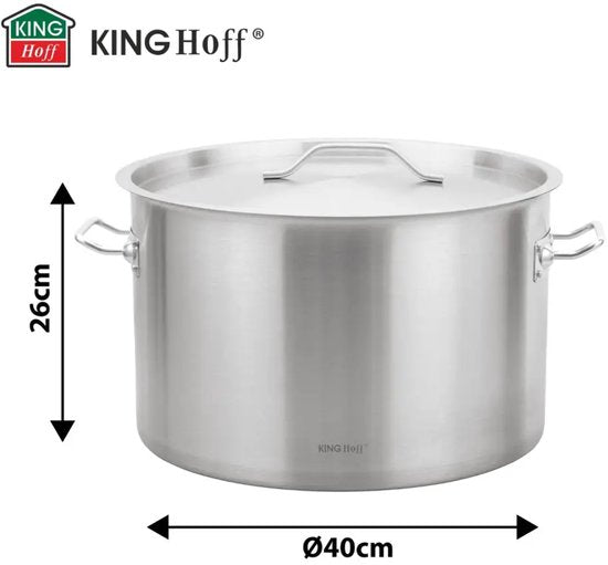 Kinghoff kookpan 32 liter van rvs – grote soeppan met deksel, Ø 40 cm – foto 2