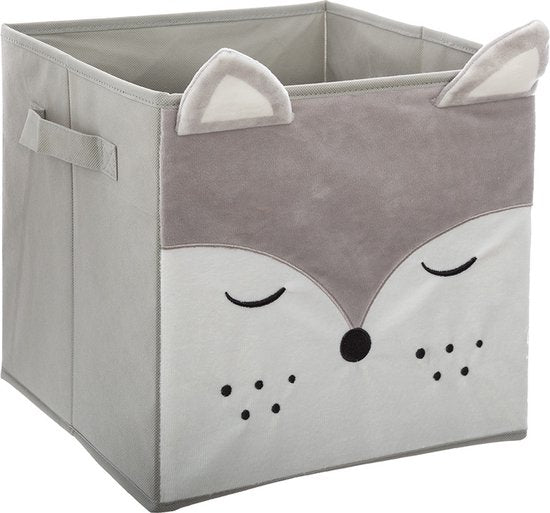 Panier de rangement / panier d'armoire Atmosphera lion - pour enfants - carton / plastique - marron - 30 x 30 cm