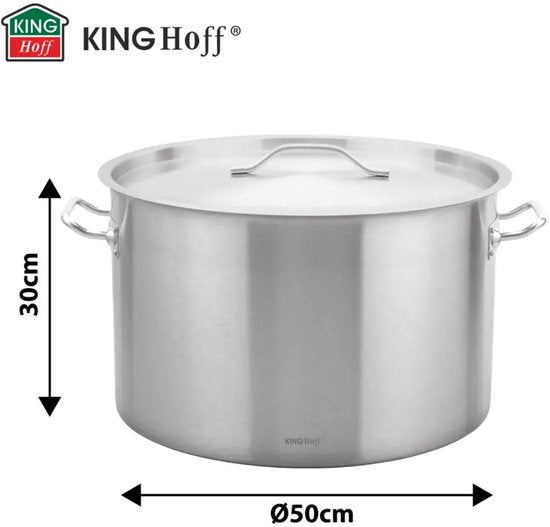 Kinghoff extra grote kookpan 58 liter – RVS soeppan met deksel, Ø 50 cm – foto 5