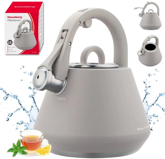Klausberg 7949 fluitketel met fluit – RVS, grijs, 2,5 liter – foto 5