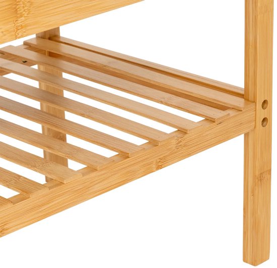 5Five Shoe Rack Bench - 2-tier - bamboo / plastic - 90 x 34 x 45 cm - for 4 pairs of shoes