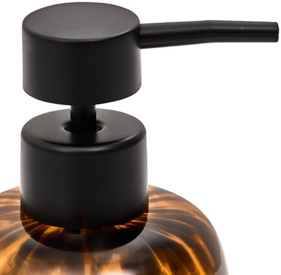 Dotty zeepdispenser 400 ml met zeepbakje – badkamerset van bruin glas – foto 2