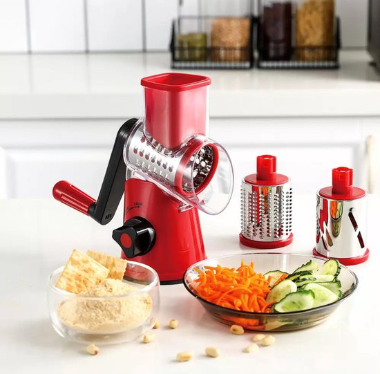 Kinghoff KH-1651 - Multifunctional Drum Grater - Stainless Steel - 3 Interchangeable Blades - BPA-free
