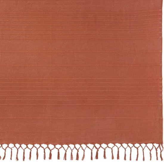 Atmosphera plaid terracotta 230 x 250 cm, katoen met franjes