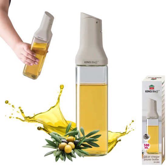 Kinghoff olie- en azijnfles met schenktuit – set van 2 glazen flessen, 500 ml – foto 5