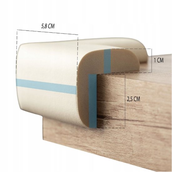 Sipo hoekbeschermers van foam – 4 stuks voor tafels en kasten, crème – foto 2