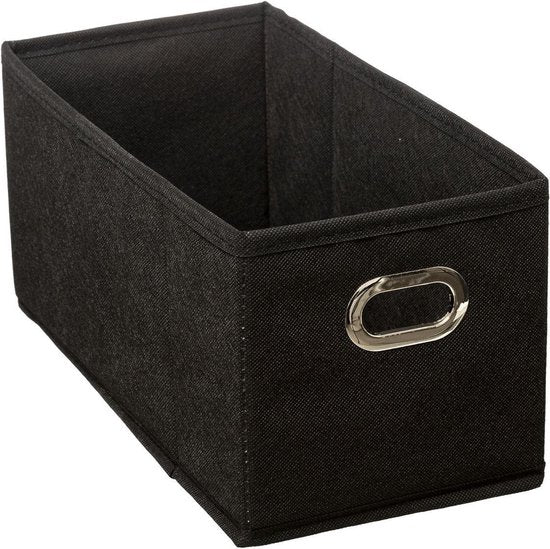 5Five opbergmand zwart, set van 2 – linnen kastmand 7 liter, 31 x 15 x 15 cm – foto 2