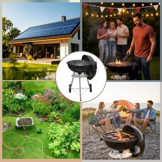 Kinghoff kogelbarbecue met deksel en wielen – houtskool bbq, rooster Ø 41 cm – foto 2