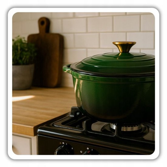 Hage geëmailleerde gietijzeren braadpan 5 liter – Ø 26 cm, donkergroen