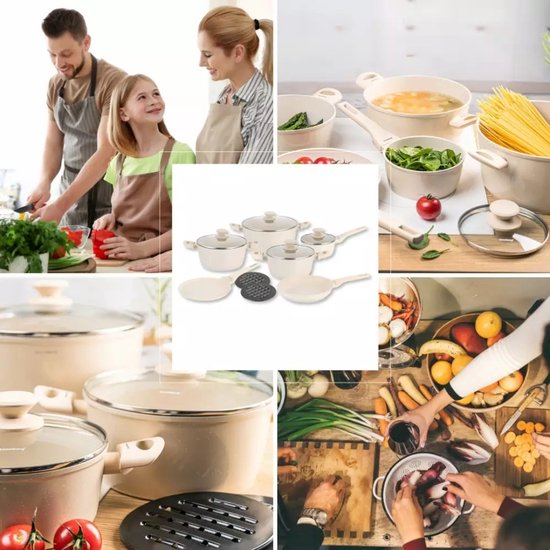 Klausberg pannenset 12-delig crème – aluminium met antiaanbaklaag, inductie – foto 6
