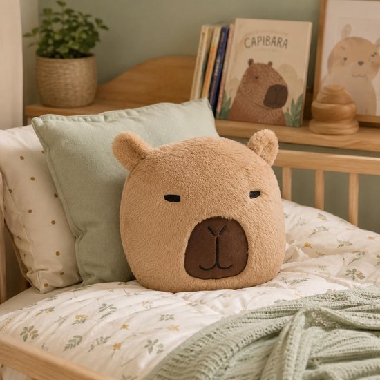 Atmosphera Kids sierkussen capybara - Ø30 x H11 cm - bruin