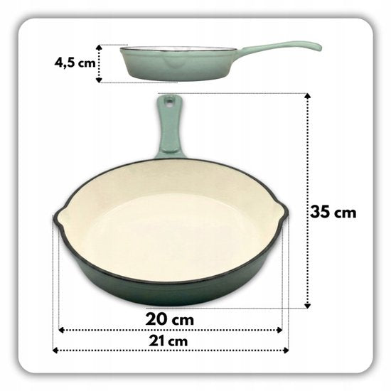 Hage - 3-Piece Kitchen Set - Cast Iron Baking Dish - Roasting Pan 3.5 L - Enamelled Baking Tin - Oven Dish for Meat and Casseroles - Cast Iron Roasting Tray - Rectangular Baking Tin - Oven-safe - Heat Retention - Pastel Blue-Green