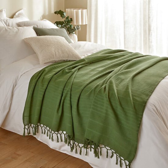 Atmosphera Plaid katoen - Blanket - 160 x 220 cm - Khaki