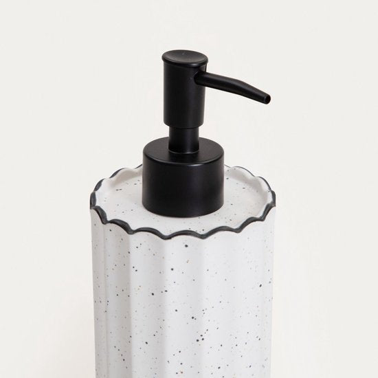 Homla Scallop zeepdispenser van keramiek – wit met zwart pompje, 0,34 liter – foto 2