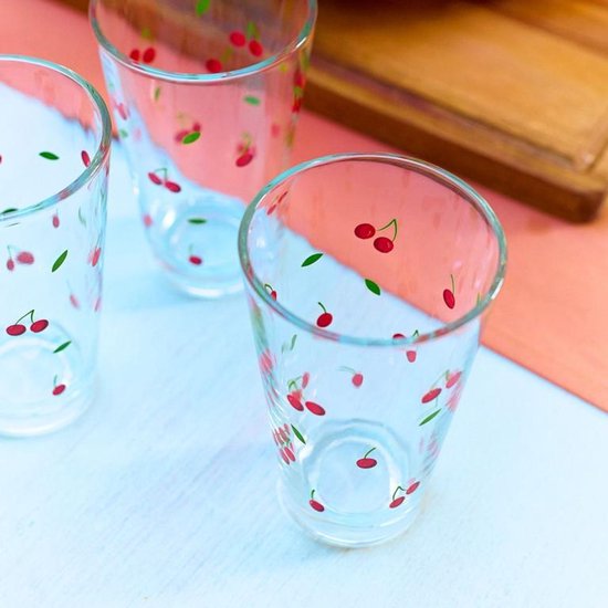 Homla drinkglazen met kersen – set van 3 waterglazen, 300 ml – foto 4