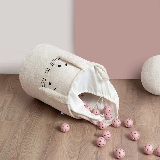 Sipo opbergmand XL van bouclé met trekkoord – 43 liter, 35 x 35 x 45 cm, crème – foto 5