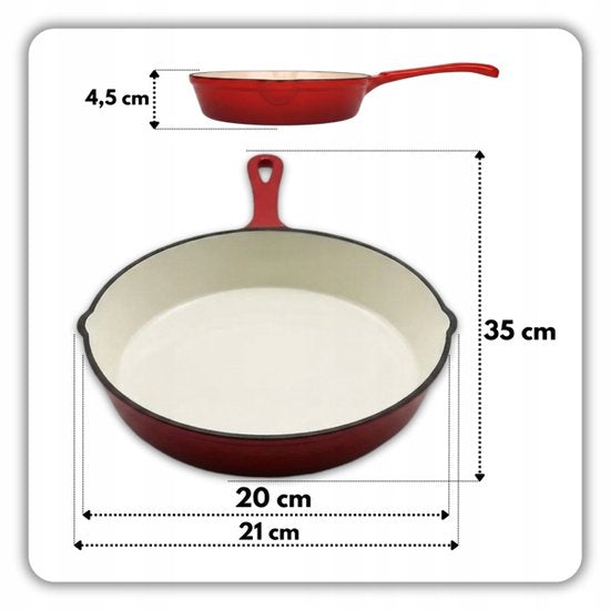 Hage - Gietijzeren Koekenpannenset - Set van 2 - Geëmailleerde Bakpannen - Voor Bakken, Braden & Sudderen - Inductie, Gas, Elektrisch & Oven - Gelijkmatige Warmteverdeling - Duurzaam & Handgeëmailleerd - Ø20 & Ø26 cm - Rood