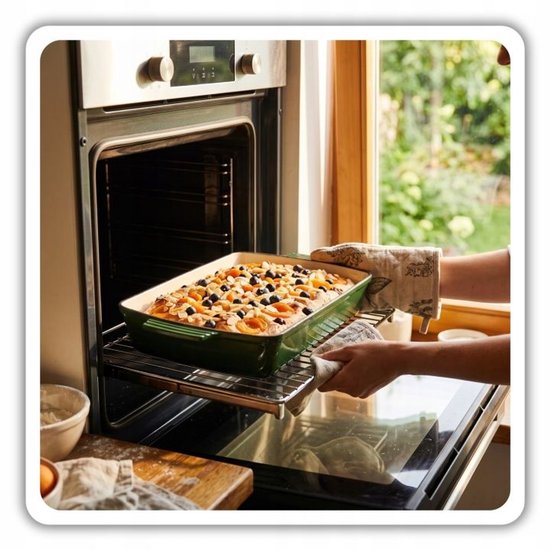 Hage - Cast Iron Baking Dish - Baking Dish - Enamelled Baking Pan - For Oven Dishes, Meat, Cakes and Casseroles - 3.5 Liters - 32 x 23.5 x 6 cm - Bottle Green