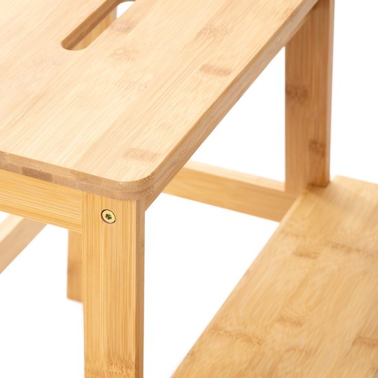 HOMLA - Stacking stool with step - Bamboo Natural - 42.7 x 40 x 49.6 cm