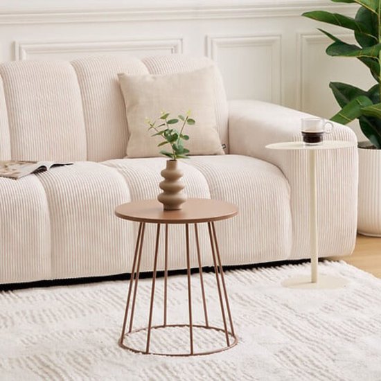 Bijzettafel terracotta rond Ø 38 cm – metalen salontafel, compact formaat – foto 3