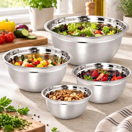 Kinghoff KH-2059 Stainless Steel Mixing Bowls – Set of 4 – Ø18-26 cm