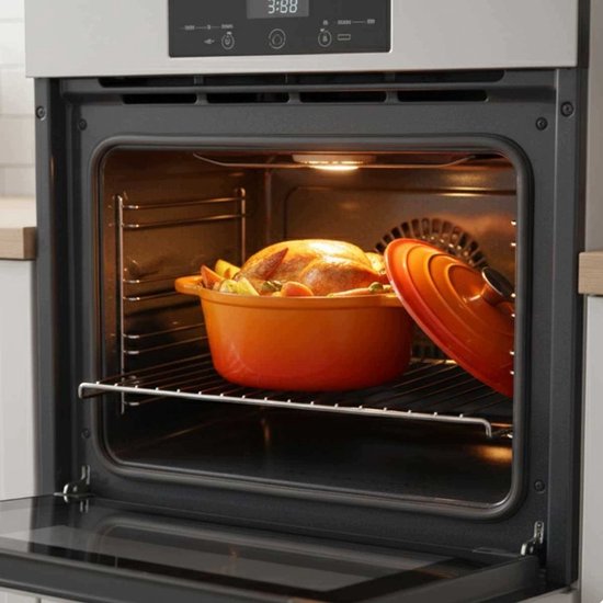 Hage - Cooking Pot - Cast Iron Pot with Lid - Enamelled - Suitable for Induction & Oven - Includes Mini Oven Mitts & Trivet - For Roasting, Stewing, Soup & Bread - 4 Litres - Ø24 cm - Orange