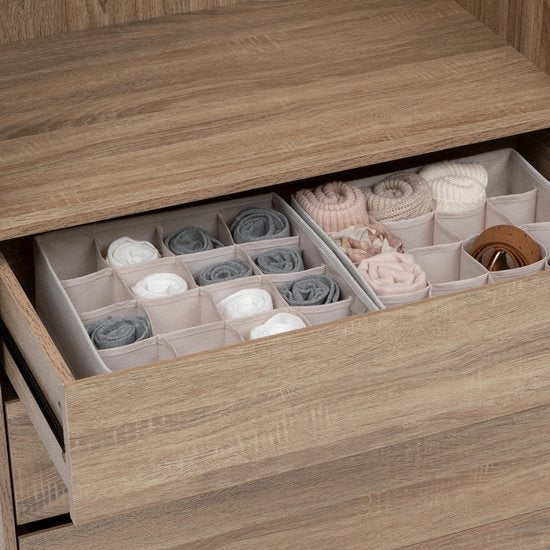 5Five Dressy+ kledingkast organizer met 16 vakken – opvouwbaar lademandje, beige – foto 4