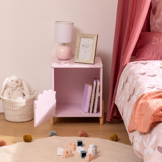 Table de chevet avec porte Atmosphera - 36x33x40cm - Rose