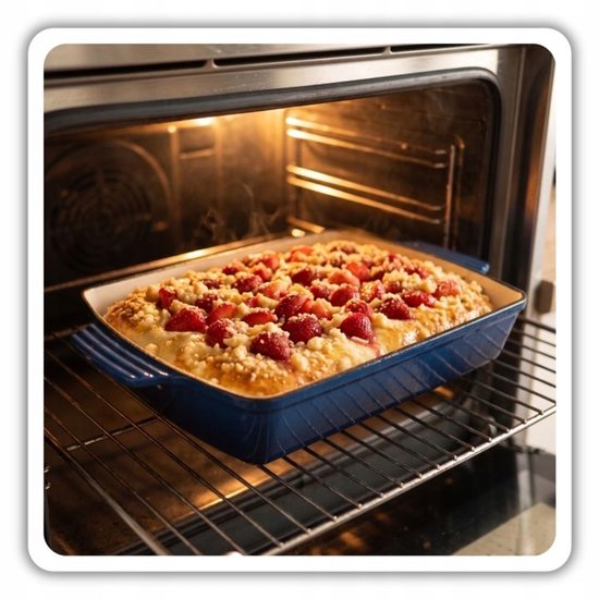 Hage - Cast Iron Baking Dish - Baking Dish - Enamelled Baking Pan - For Oven Dishes, Meat, Cakes and Casseroles - 3.5 Litres - 32 x 23.5 x 6 cm - Blue