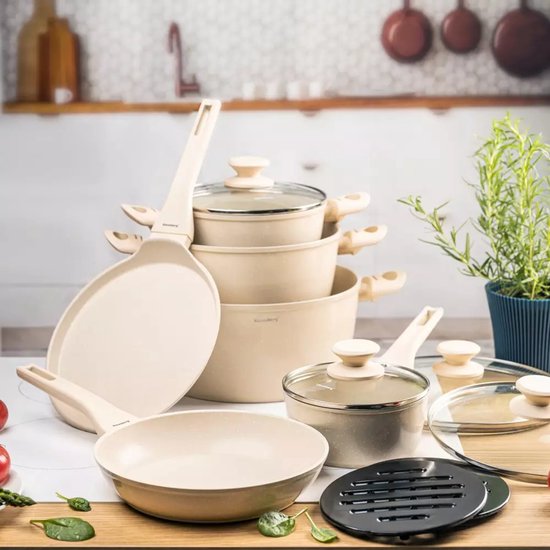 Klausberg pannenset 12-delig crème – aluminium met antiaanbaklaag, inductie – foto 10