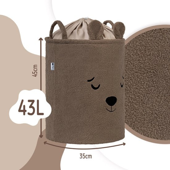 Sipo opbergmand XL met trekkoord – grote bouclé mand, 43 liter, bruin