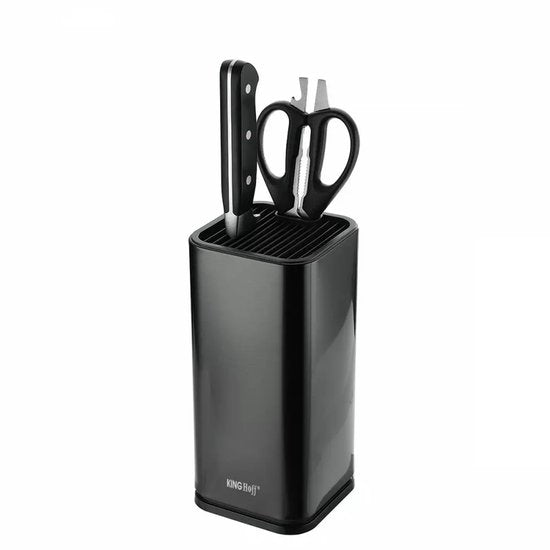 Kinghoff KH-1656 mesblok zwart – vierkant messenblok van staal, 23,3 cm hoog – foto 4