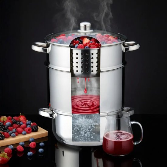 Klausberg Steam Juicer for Fruit & Vegetables - Induction Suitable - Juicer with Tube - 8L - Stainless Steel - Ø26cm - Silver