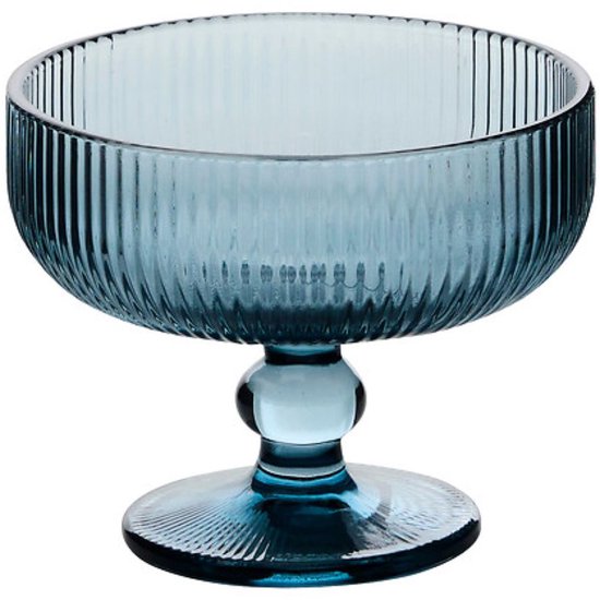 Ice Cream Bowl - Ice Cream Cup - Ice Cream Coupe - Set of 6 - Glass Dessert Bowl - Bowl for Ice Cream, Desserts, Fruit & Snacks - Dishwasher Safe - 340 ml - Blue