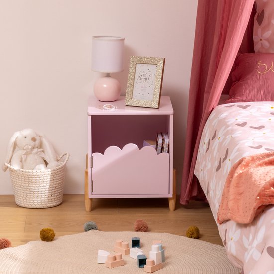 Table de chevet avec porte Atmosphera - 36x33x40cm - Rose
