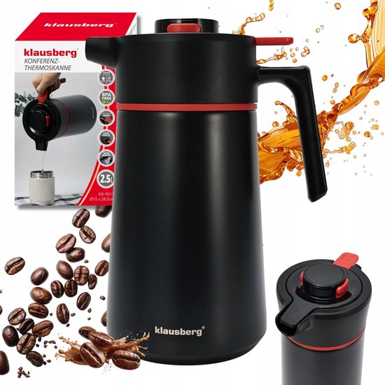 Klausberg thermoskan 2,5 liter – koffiekan van RVS 304, vacuüm geïsoleerd