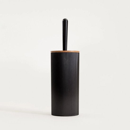 Homla - Brosse WC Diall - Accessoire de salle de bain - Brosse WC avec support - Brosse WC hygiénique pour salle de bain - Accessoires WC modernes - Brosse WC durable - Plastique - 10,5 x 10,5 x 33,5 cm - Noir