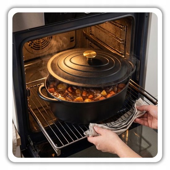 Hage Cast Iron Dutch Oven with Lid – 6 L – Matte Black