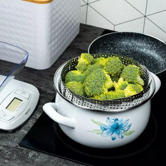 Steamer Basket - Steamer Basket Set - 2-Piece - Vegetable Steamer - Foldable - Stainless Steel - Ø24 cm & Ø28 cm - Silver