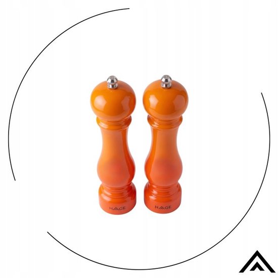 Hage peper- en zoutmolen set – keramisch maalwerk, 100 ml, 22 cm, oranje – foto 2