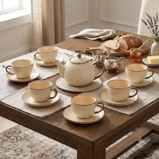 Mug - Bol à déjeuner - Tasse à déjeuner en céramique - Set de 6 - Grande tasse à café - Bol à soupe avec anse - Bol en faïence pour petit-déjeuner, muesli et soupe - 420 ml - 14,5 x 11,6 x 7,8 cm - Blanc