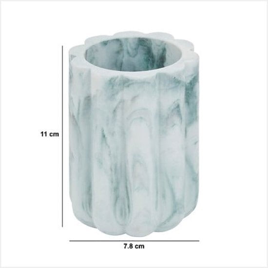 Zeeppomp en tandenborstelhouder set – wit marmer, polyresin, 230 ml – foto 2
