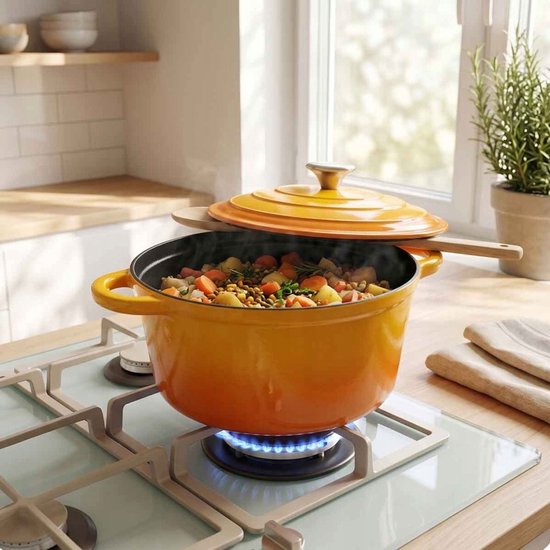 Enameled Cast Iron Pan 24 cm 4L Hage Mustard Yellow