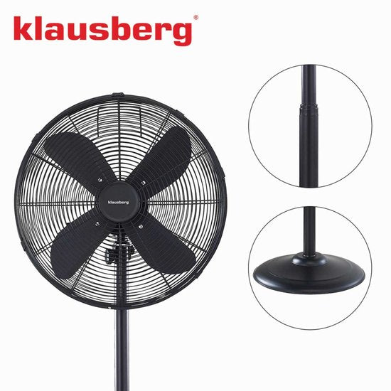 Klausberg 7860 staande ventilator op statief – zwart, 40 cm, 3 standen – foto 2