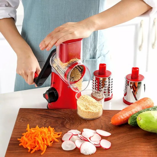 Kinghoff KH-1651 - Multifunctional Drum Grater - Stainless Steel - 3 Interchangeable Blades - BPA-free