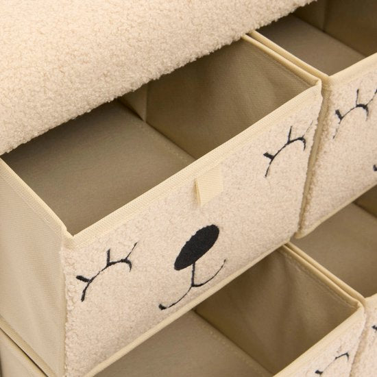 Atmosphera Kids Ezzio opvouwbare opbergpoef – beige, 4 lades, 39 x 38 x 50 cm – foto 7
