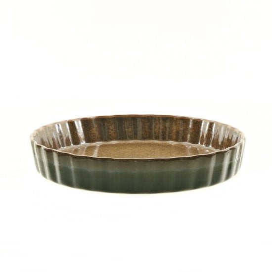 MPLCo - Ombres Taartvorm - Quiche Vorm - Ovenbestendige Bakvorm - Quiche en Bak Schaal Design - Vaatwasser & Magnetron Bestendig - Keramiek - Rond - Ø26 x 4,5 cm - Bruin / Groen