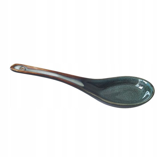 MPLCo - Cuillère à ramen - Cuillère à ramen en céramique - Cuillère à soupe asiatique - Cuillère à nouilles japonaise - Pour ramen, soupe, bouillon et nouilles - Compatible lave-vaisselle, four et micro-ondes - 16 x 4,5 cm - Vert